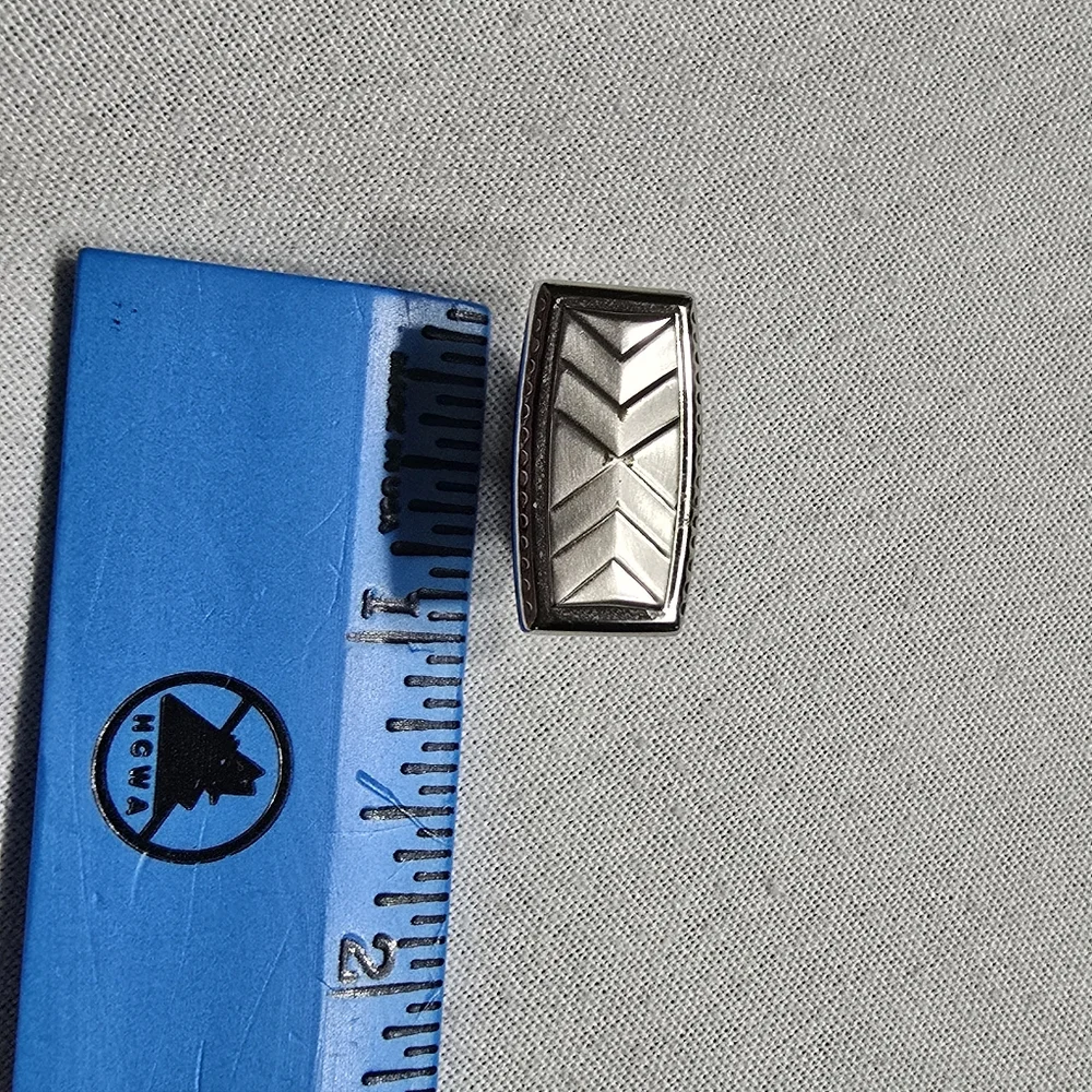 Vtg Hickock USA Silvertone MCM 1960's Silvertone Chevron Cufflinks & Tie Clip